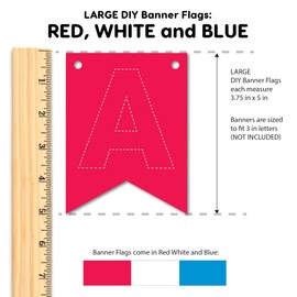 80 pcs Paper DIY Banner Flags Patriotic RED, WHITE AND BLUE Pennant Banners, Large (3.75 x 5 in), US Made Card Stock Punch Out Blank Pennants for 4th of July Party Decorations, Festive Parties