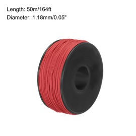 Rebower Micro Paracord 1.18mm x 164 Feet Rope 100 LB Polyester Braided Strong String Spool [for Hiking, Exercise, Tent, DIY Project] - Red