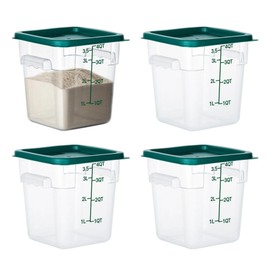 BIEAMA 4 Pack Food Storage Containers with Lids, 4 Quart Square Commercial Food Containers, NSF, Polycarbonate, Clear