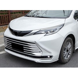 TERDARAY Car Front Fascia Trim Compatible With Toyota Sienna 2021 2022 2023 2024 Front Grille Trim Headlight blade trim Exterior Car Accessories ABS 2PCS(Glossy Chrome Style)