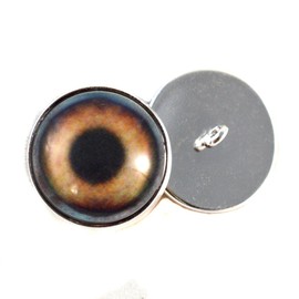 Brown Dog Sew On Glass Eyes16mm Buttons with Loop for Crocheted Doll Stuffed Animal Soft Sculptures or Jewelry Making Crafts - Set of 2