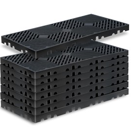 TMINEL 8 Pcs Black Plastic Pallets for Basement Storage Bulk Pallets with Grid for Sale Lightweight Plastic Pallet Waterproof Storage Pad for Outside Pet Cushion (BK-8pcs-23.6 * 11.8 * 1.18in)