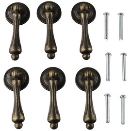 napkery 6Pcs Antique Bronze Tear Drop Pulls, Vintage Style Cabinet Handle with Mounting Screws, Zinc Alloy Pendant Pulls for Drawer, Dresser, Wardrobe