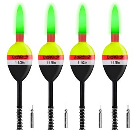 QualyQualy 4PCS Lighted Slip Bobbers Fishing Floats Glow in The Dark Spring Bobber for Crappie Walleyes Fishing