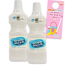 Zote Liquid Laundry Detergent 2 Pack - 2 x 1 Litre Bottles, Unscented, White, Plus Door Hanger