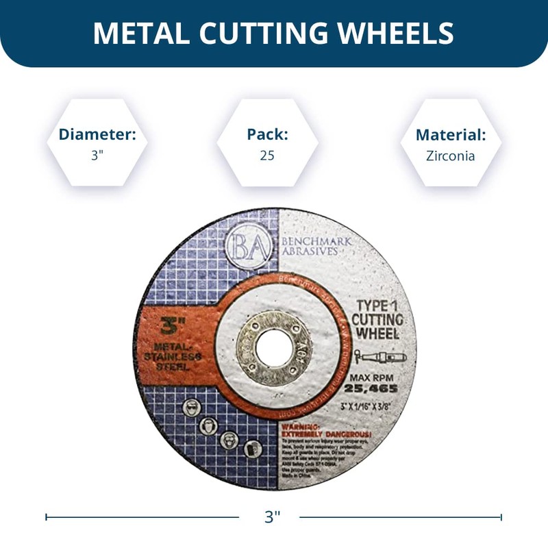 Benchmark Abrasives 3" x .040" x 3/8" Thin Metal Cutting