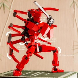 MMXBGS T13 Action Figure Set, 5.5 Inch T 13 Robot, Titan 13 Action Figures with Spider Sucker, Multi-Jointed Movable Dummy 13 Collectible Toy for Boys Age 8-12, Christmas Creative Gift (Red)