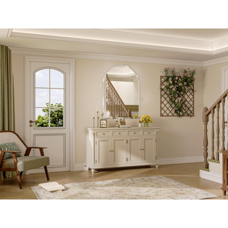 Frameless Arched Mirror, 24"x36" Beveled Bathroom Vanity Mirrors