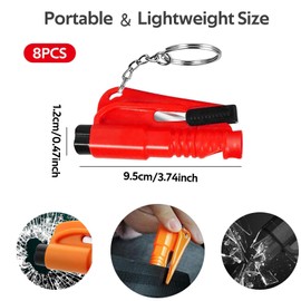 ECOMAID 8Pcs 3 in 1 Seatbelt Cutter and Window Breaker, Car Window Breaker Keychain Seatbelt Cutter Glass Breaker, Car Emergency Escape Tool for Automotive Accidents