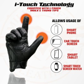 Milwaukee Leather Men's Leather Motorcycle Riding Hand Gloves - Large