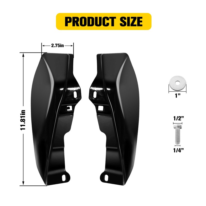 Gloss Vivid Black Mid Frame Air Heat Deflectors Compatible for