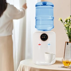 DYNAMI Water Cooler Top Loading Countertop Water Dispenser, Cold and Hot Water Dispenser,Efficient Cooling/Heating,Holds 5 Gallon Bottles,Removable and Easy to Clean (HS-20 White)