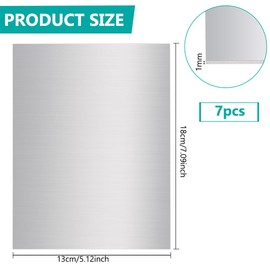 BENECREAT 7PCS 7.1x5.1 inch Aluminium Metal Sheet, Rectangle Heavy Duty Metal Aluminum Sheet Plate with Protective Film for Decoration, Packaging, Construction, 1mm/0.04" Thick