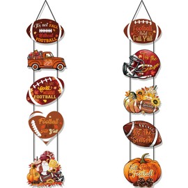 CroBlissful 2 Sets Fall Football Banner Fall Y'all Decorations Porch Banner Football Welcome Door Sign Holiday Front Door Sign for Indoor Outdoor Decor