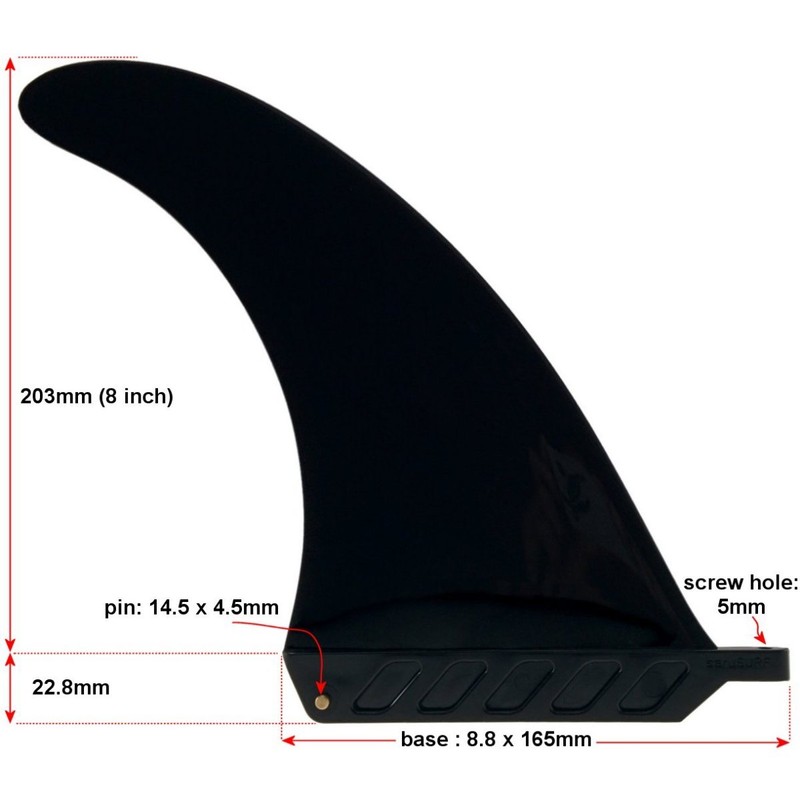 saruSURF US Box 8" Center Fin Skeg Hard Plastic 8"