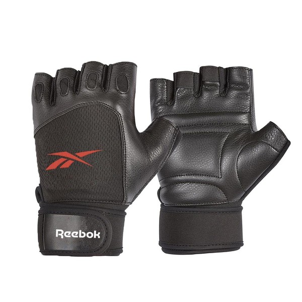 Reebok TKS91RB053 Training Gloves, Lifting Gloves, Black/Red, L Size