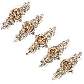 Uenhoy 5 Pcs Rose Cabinet Knobs with Backplate, Vintage Floral Drawer Knob Pulls, Zinc Alloy Rose Flower Drawer Pull Handles for Cabinets and Dresser - 4 Inch, Antique Silver
