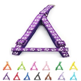 Doggie Style Store Small Dog Puppy Pet Cat Kitten Harness Pawprint Design Nylon Adjustable Purple
