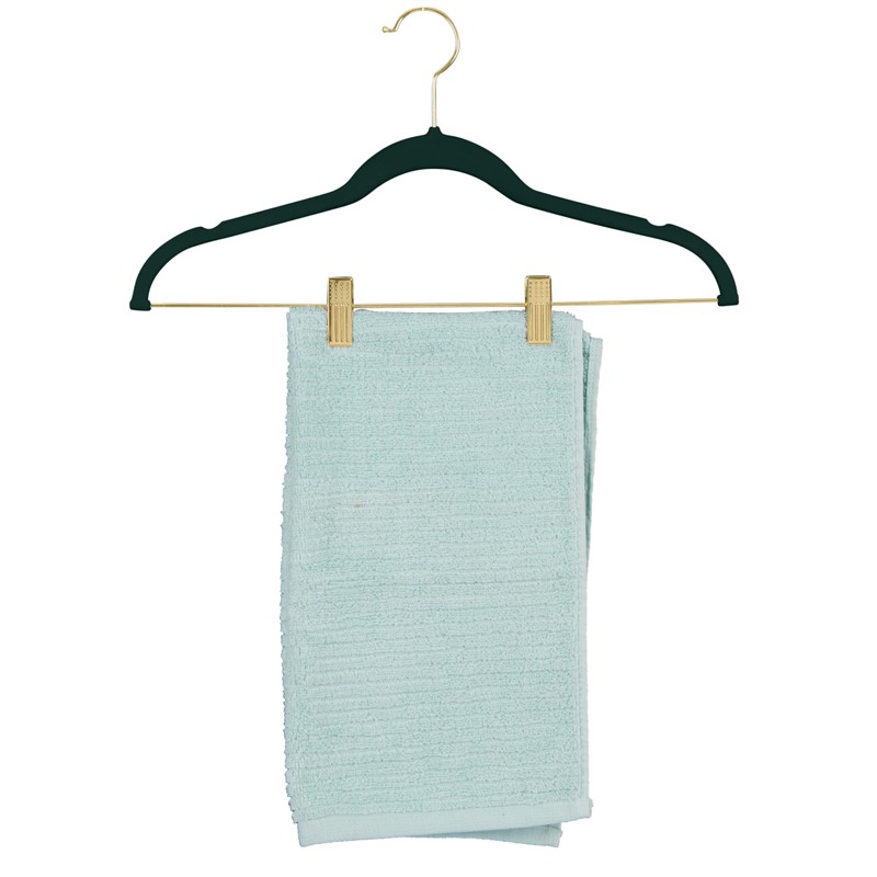 Simplify 6 Pack Velvet Hangers with Clips in Emerald