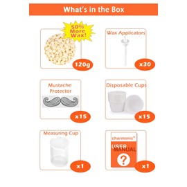 120g Charmonic Nose Hair Waxing Kit with 30 Applicators, Quick and Painless Removal for Men and Women, Enough for 15-20 Uses