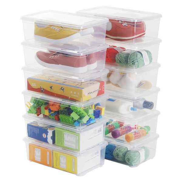 OMNISAFE 6 Quart Stackable Plastic Storage Shoebox, BPA-Free Nestable Container
