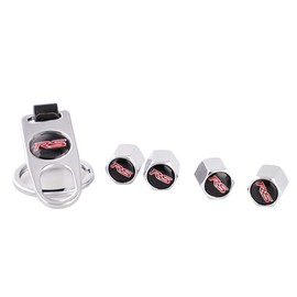 ZUNKOM 4Pcs RS Logo Car Tire Valve Caps and 1Pcs Wrench Keychain Universal Metal Combo Stem Air Caps Set for Chevy Camaro RS Corvette Silverado Colorado Suburban Tahoe Decoration Accessories (Silver)