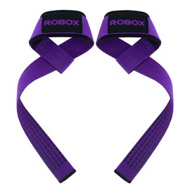 ROBOX Weightlifting Wrist Straps, Cotton Lifting Wrist Straps for Gym, Efficient Workout with 5mm Neoprene Padding, 24” Heavy-Duty Wrist Support Straps, Silicon Grip for Deadlifts - Pair (Purple)