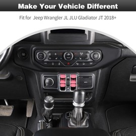 CheroCar for Jeep JL Window Switch Button Cover Trim Interior Accessories for Jeep Wrangler JL JLU Gladiator JT 2018+,6Pcs,Pink…