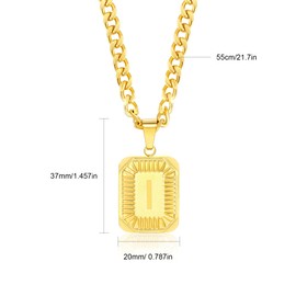 Gemsme Initial A-Z Letter Pendant Necklace Mens Womens Capital Letter 18K Yellow Gold Plated Stainless Steel Box Chain Personalizd Name Necklace for Women 22inch