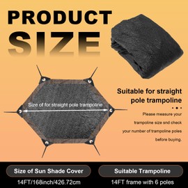 14ft Trampoline Shade Cover, Outdoor Sun Protection Top Cover for 6 Pole