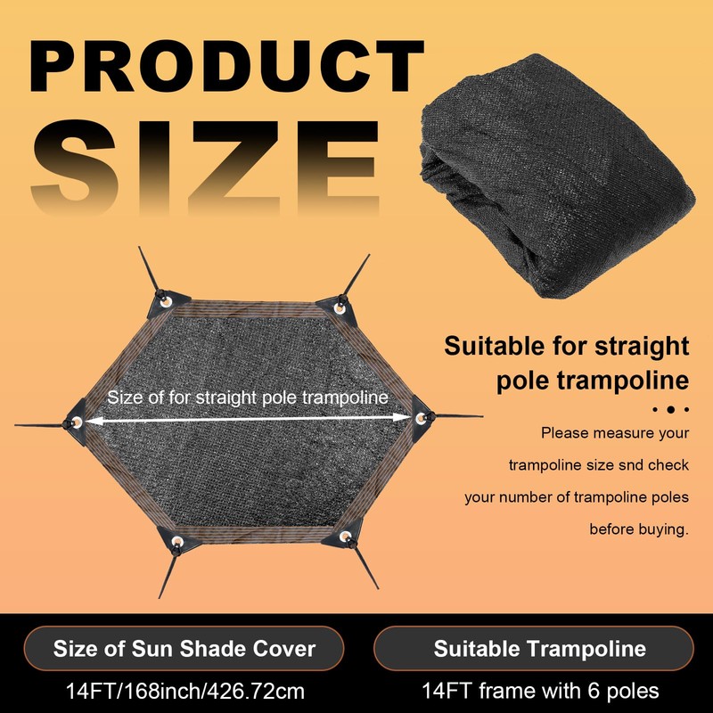 14ft Trampoline Shade Cover, Outdoor Sun Protection Top Cover for