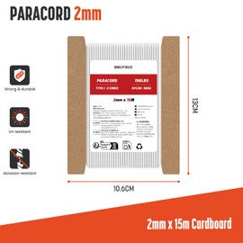 Brotree 2mm Paracord 3 Strands 15M 100% Nylon Rope Parachute Cord for Outdoor, Craft, DIY - 90kg Breaking Load (White)