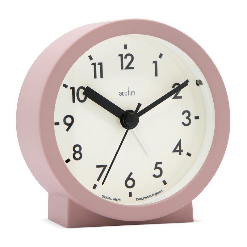 Acctim Gaby Small Analogue Contemporary Beside Alarm Clock Dusty Rose