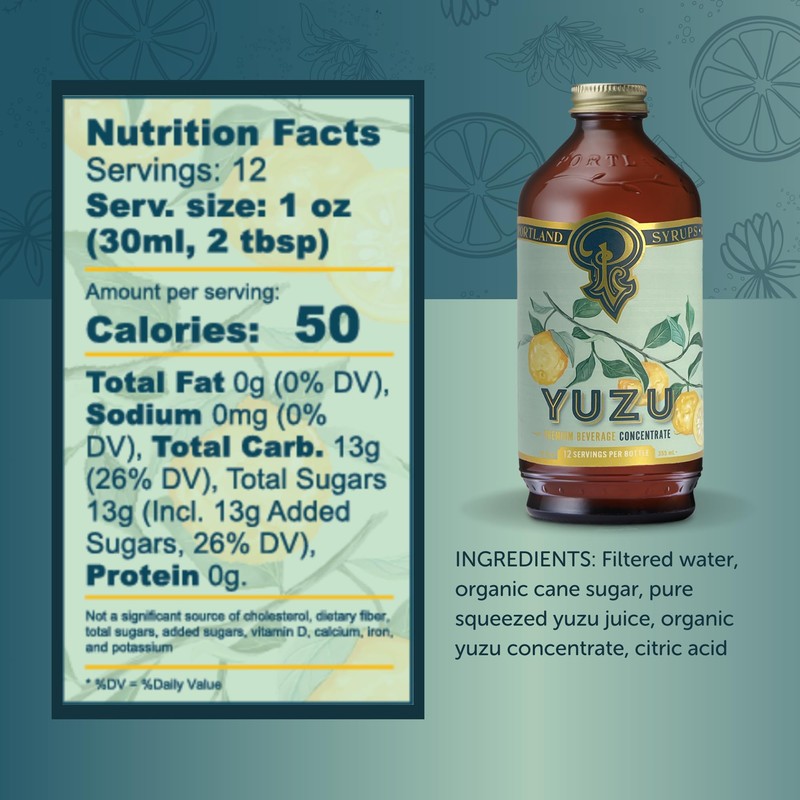 Portland Syrups Yuzu Syrup - Premium Beverage Concentrate for Delicious