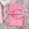 Initials PU Leather Notebook with Pen, Pink Refillable Diary for