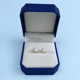 YAMI Round Akoya Cultured Pearl Earrings, 925 Sterling Silver, Classic Solitaire Pearl Studs for Women, Hypoallergenic, Birthday & Christmas Gifts, Silver 6.0-6.5 mm