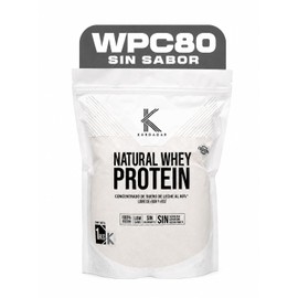 Whey Protein Natural Concentrado WPC80 Proteina Sin Sabor en Polvo 1Kg | 1.5g Carbohidratos y 16.4g Proteina por porción Sin Edulcorantes Conservadores ni Aditivos Apoyo al Desarrollo Muscular