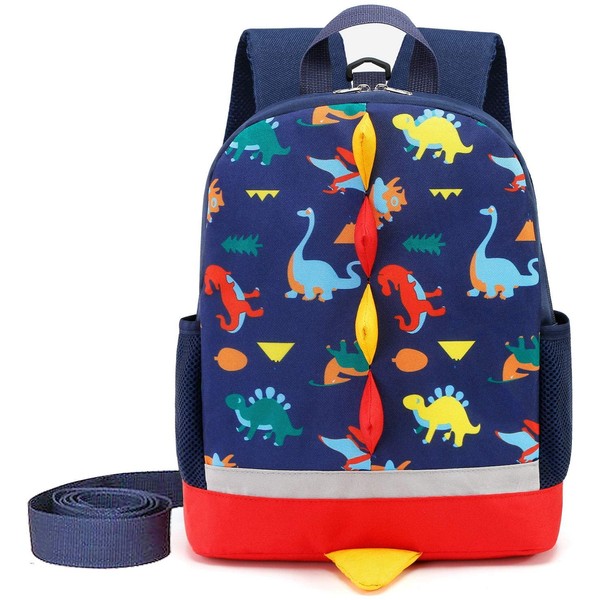 Cosyres Dinosaur Kids Backpack Rucksack Bag Boys for Toddler with Reins Kindergarten Nursery Backpack Navy
