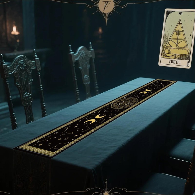 BOXOB Witchcraft Altar Cloth Table Runner, 16.34x71.65in Tarot Tablecloth with