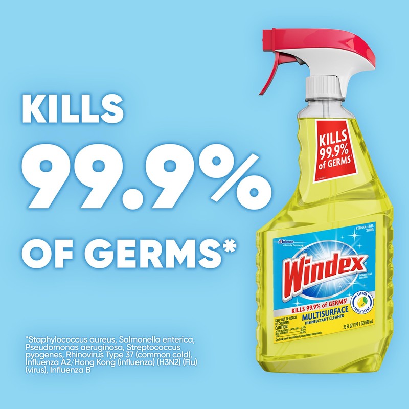 Windex Multipurpose Cleaner Disinfectant Spray Bottle, Packaging Designed to Prevent