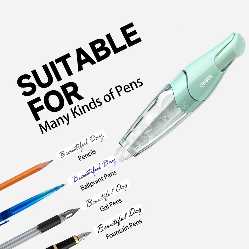 CINBOS Refillable Retractable White Correction Tape, 4 PCS (CS-25) with