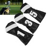 3PCS Golf Club Head Cover PU Leather Waterproof Protective Golf