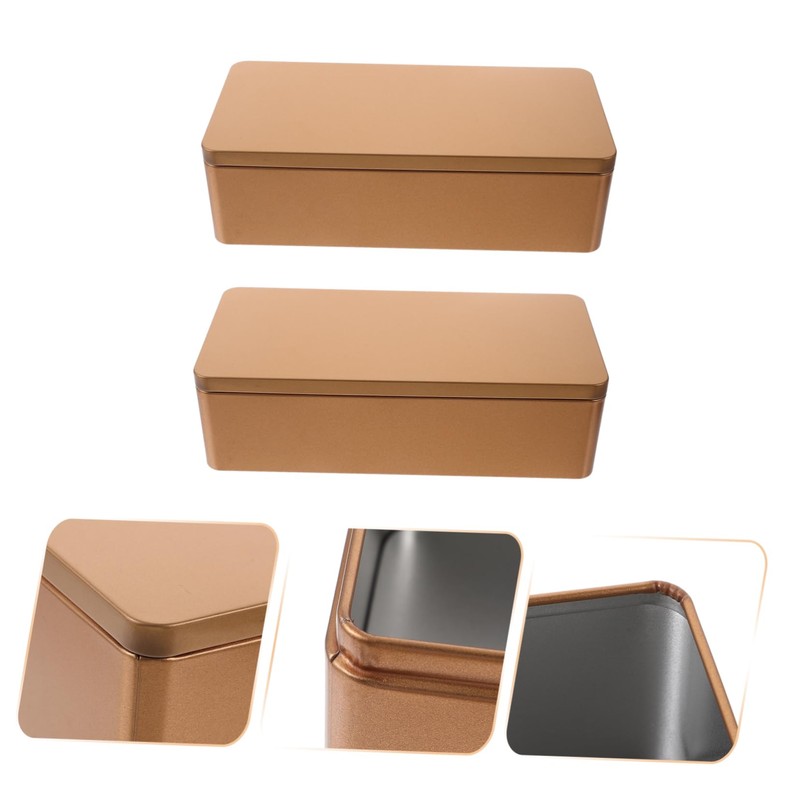 COLLBATH 2pcs Rectangular Tinplate Storage Boxes for Tea Bags and