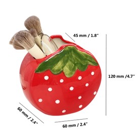 TANG SONG Ceramic Strawberry Make up Brush Holder Cosmetic Storage Box Pen and Pencil Holder Desktop Organizers (Red)