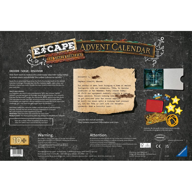 Ravensburger 20010 ESCAPE: Submarine Advent Calendar for Kids