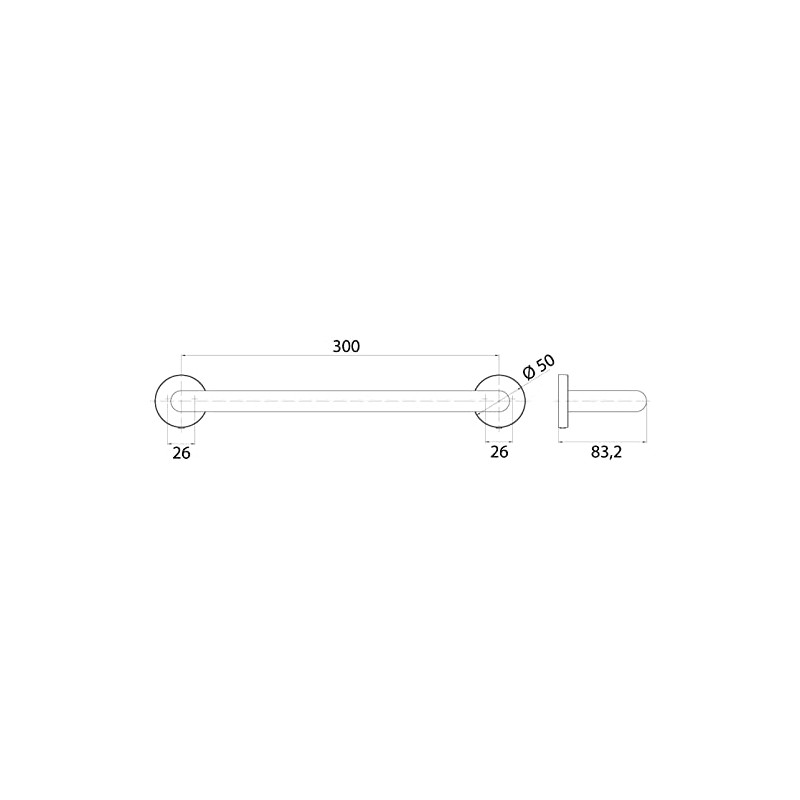 Emco 300mm Chrome Tub Handle - Secure Bath Handle -