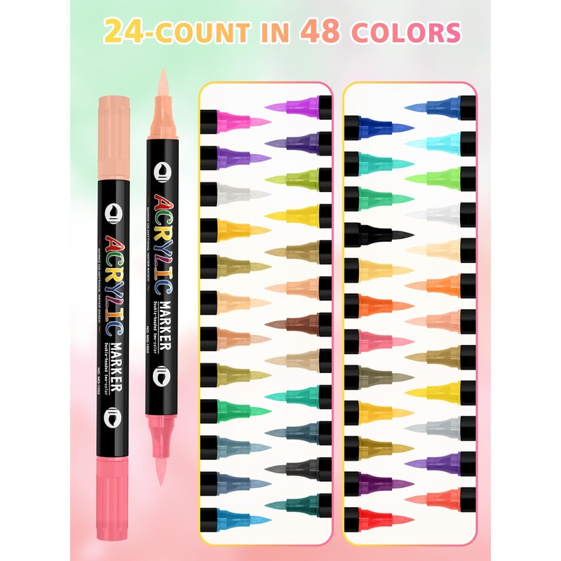 48 Colors Nail Art Pens Set 3D Acrylic Paint Nail