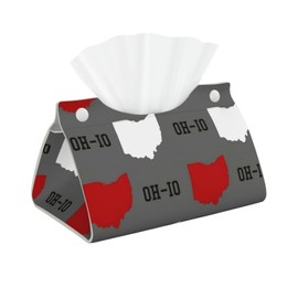 DSSWTP Ohio State Gray Tissue Box Cover Rectangle PU Leather Facial Tissue Case Paper Holder Organizer for Decor Bathroom Vanity Countertop Bedroom Dresser Night Stand Desk Tabletop Car Office