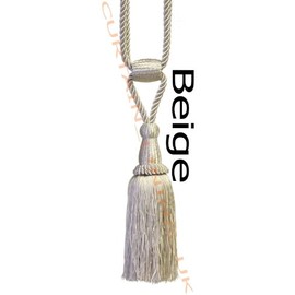 Beige - X2 Monaco Designer Tassel Rope Tie Back for Fabric Curtain