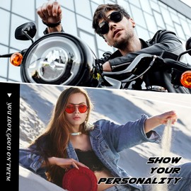 CGID Polarised Sunglasses for Women Men Steampunk Retro Round Unisex Eyewear Glasses UV400,Side Shield Goggles Gothic Sun Gasses Silver Frame Blue Mirrored Lens